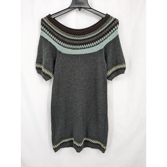 BCBG Fair Isle Knit Fair Isle Sweater Tunic Dress M Nordic Knit Y2K Cozy Scandi - Picture 2 of 10